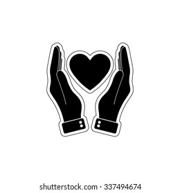 hand hold heart - vector icon