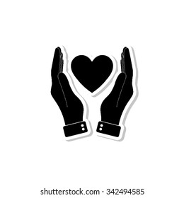 hand hold heart - vector icon with shadow