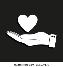 hand hold heart -  vector icon with shadow