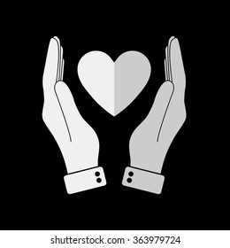 hand hold heart  - vector icon