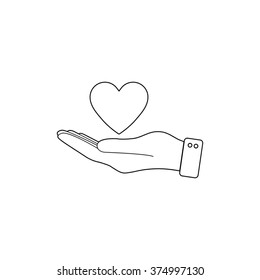 hand hold heart  - vector icon