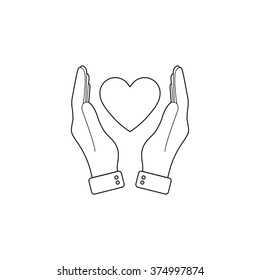 hand hold heart  - vector icon