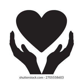 Mano sostenga el corazón. Ilustración vectorial	
