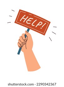 Hand hold help sign flat icon. Vector illustration