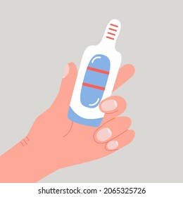 Hand Hold HIV AIDS Self Test. Modern Flat Vector Isolated Illustration In Trendy Colors