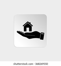 hand hold home  - black vector icon