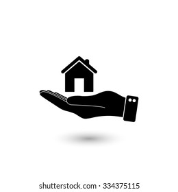 hand hold home -  vector icon