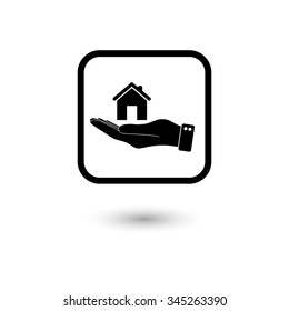 hand hold home - vector icon