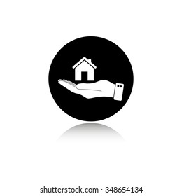 hand hold home - vector icon