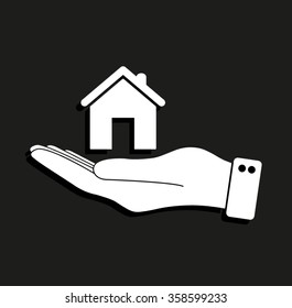 hand hold home -  vector icon with shadow