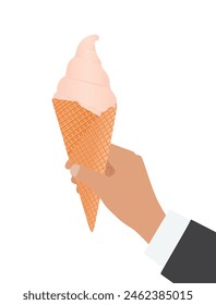 Hand hold ice cream. vector