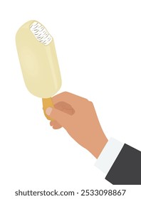 Mano sostener el helado. Vector