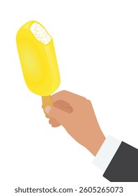 Hand hold ice cream. vector