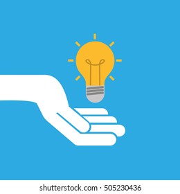 hand hold icon bulb idea design flat isolated vector illustration eps 10