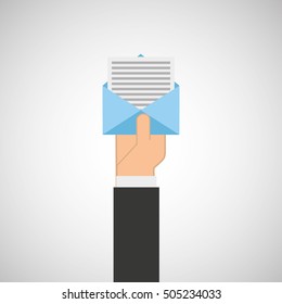 hand hold icon envelope email message design flat isolated vector illustration eps 10