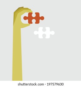 hand hold a jigsaw with missing piece