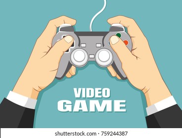 Hand hold  joystick Vector, Game controller concept,Joystick sign icon, vector illustration.