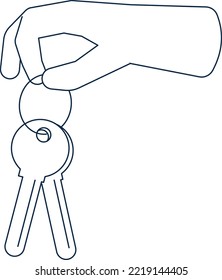 Hand hold key bunch. Property symbol. Car owner sign