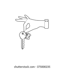 hand hold key with car  - vector icon