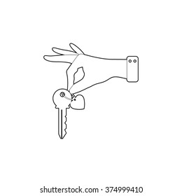 hand hold key with heart  - vector icon