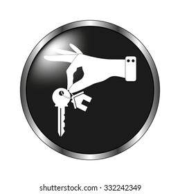 hand hold key with home icon - vector button