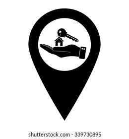 hand hold key with home - map pointer vector icon