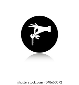 hand hold key with home - vector icon