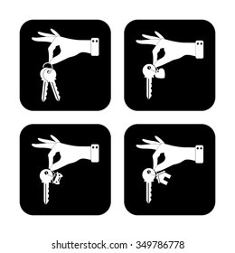 hand hold key - vector icon, set -home, car and heart keys