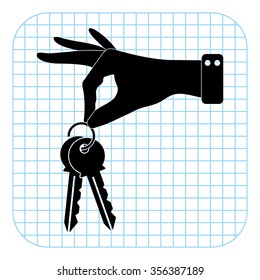 hand hold keys - black  vector icon