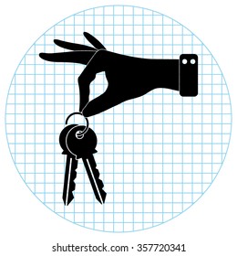 hand hold keys -  black vector icon