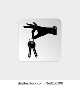 hand hold keys  - black vector icon