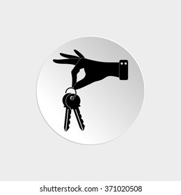 hand hold keys  - black vector icon