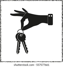 hand hold keys  - black vector icon