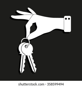 hand hold keys -  vector icon with shadow