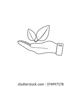 hand hold leaf  - vector icon