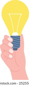 Hand hold lightbulb. Idea concept. Power energy