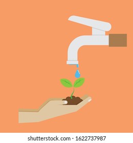 hand hold little tree wait for pouring ,no water concept
