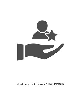 Hand Hold Man Icon. Customer Service Support. Safe Person Concept. People And Arm Black Silhouette Symbol. Vector Help Illustration Isolated On White