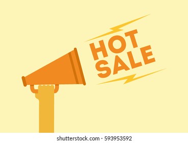 hand hold a megaphone shouting for a hot sale