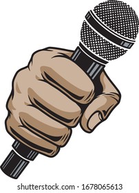 hand hold a microphone illustration