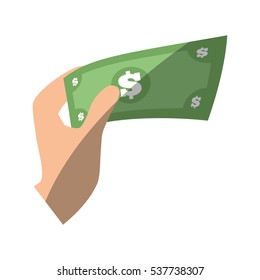 hand hold mobey bill dollar flat icon vector illustration eps 10