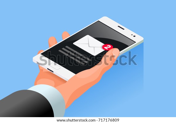 Handgehaltenes Handy Handy Icon Vektorgrafik 3d Flachbild Design Stock Vektorgrafik Lizenzfrei