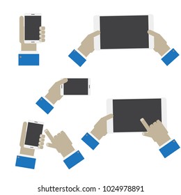 Hand hold mobile/tablet vector, business technology
