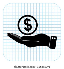 hand hold money - black  vector icon