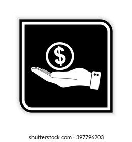 hand hold money -  black vector icon