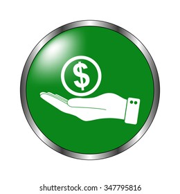 hand hold money  - green vector icon