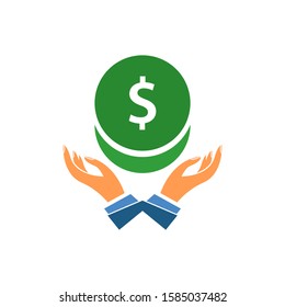 Hand hold money logo template vector icon design