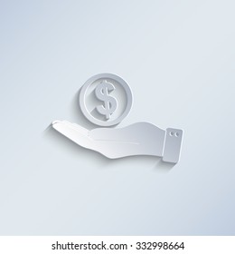 hand hold money - paper vector icon