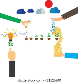 Hand hold money and time to seed