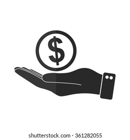 hand hold money  - vector icon